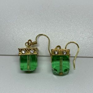 Green glass bead earrings